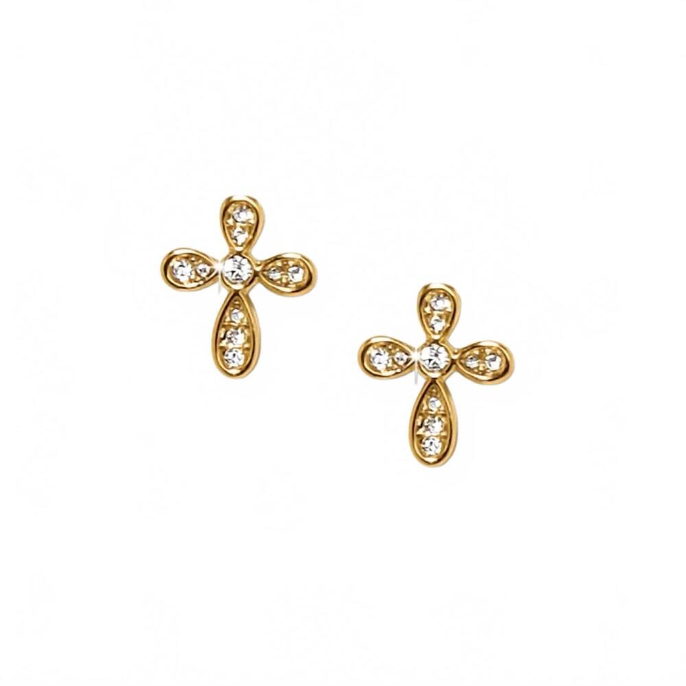 NEW BRIGHTON enchanting cross post earrings in gold